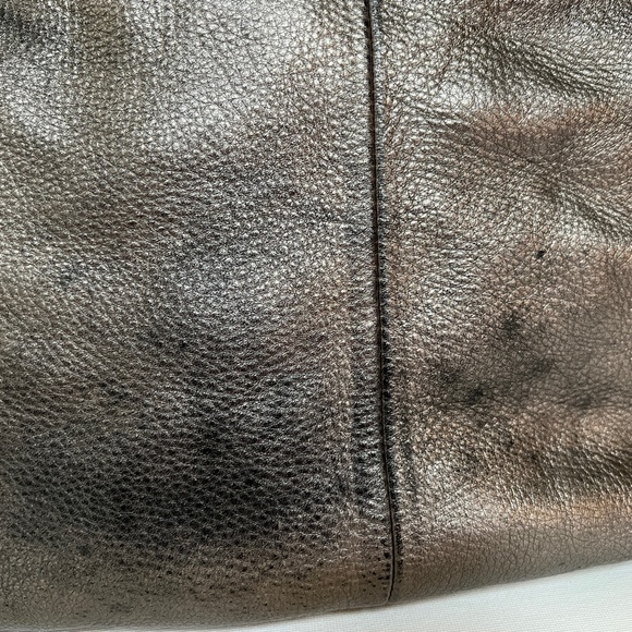 Fossil Explorer Metallic Leather Hobo ZB5503 Gunmetal/Brown - Picture 2 of 12